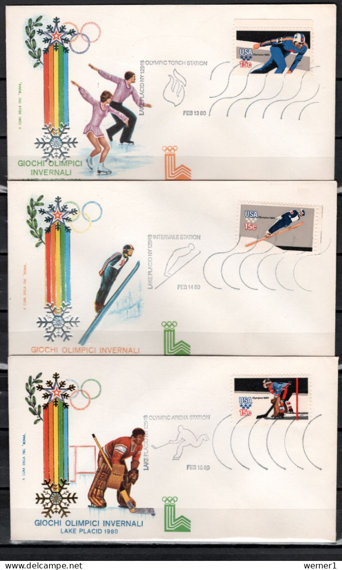 USA 1980 Olympic Games Lake Placid 9 Commemorative CoverS - Winter 1980: Lake Placid