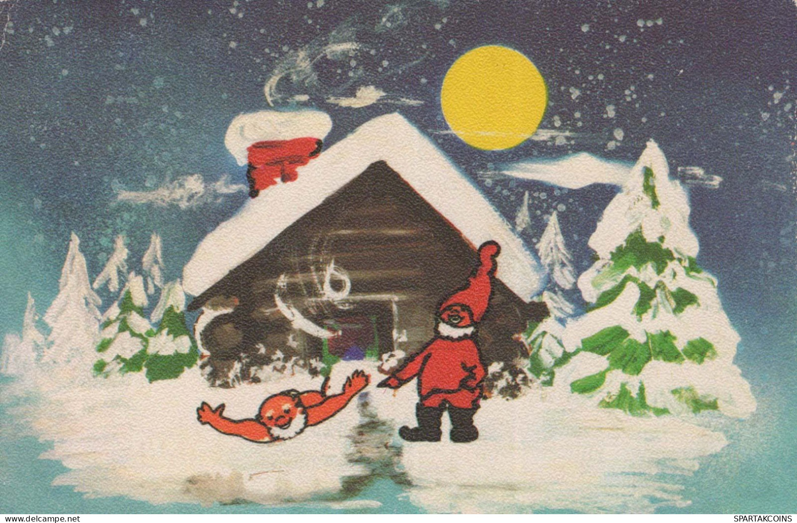 PAPÁ NOEL Feliz Año Navidad GNOMO Vintage Tarjeta Postal CPSMPF #PKD996.A - Santa Claus