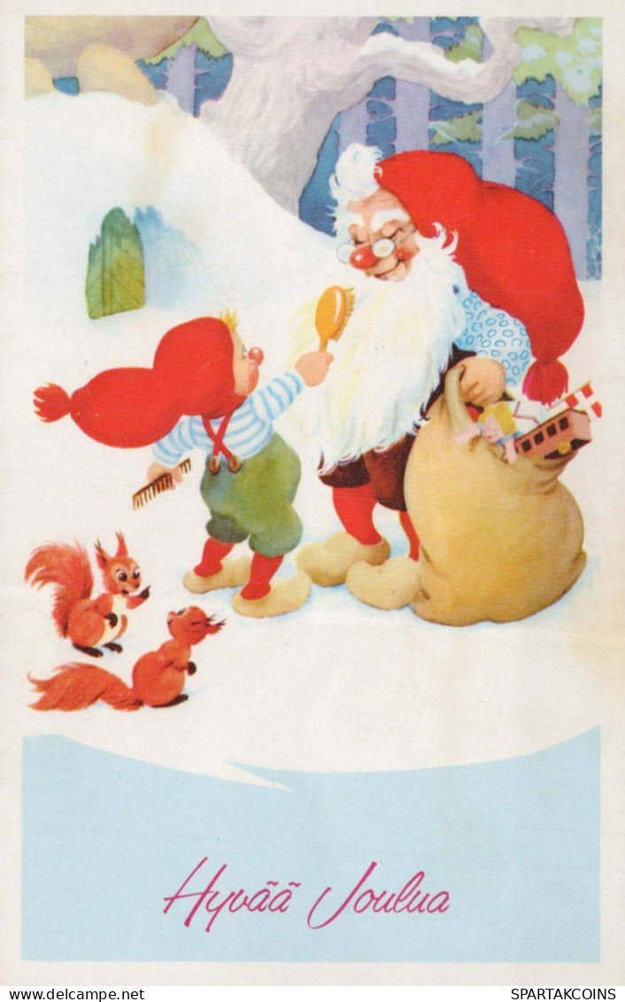 PAPÁ NOEL Feliz Año Navidad GNOMO Vintage Tarjeta Postal CPSMPF #PKD866.A - Santa Claus