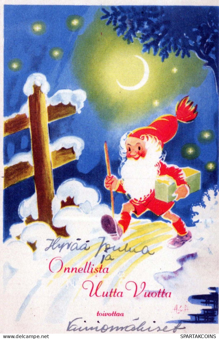 WEIHNACHTSMANN SANTA CLAUS Neujahr Weihnachten GNOME Vintage Ansichtskarte Postkarte CPSMPF #PKD809.A - Santa Claus