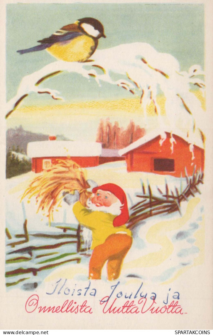 WEIHNACHTSMANN SANTA CLAUS Neujahr Weihnachten GNOME Vintage Ansichtskarte Postkarte CPSMPF #PKD464.A - Kerstman