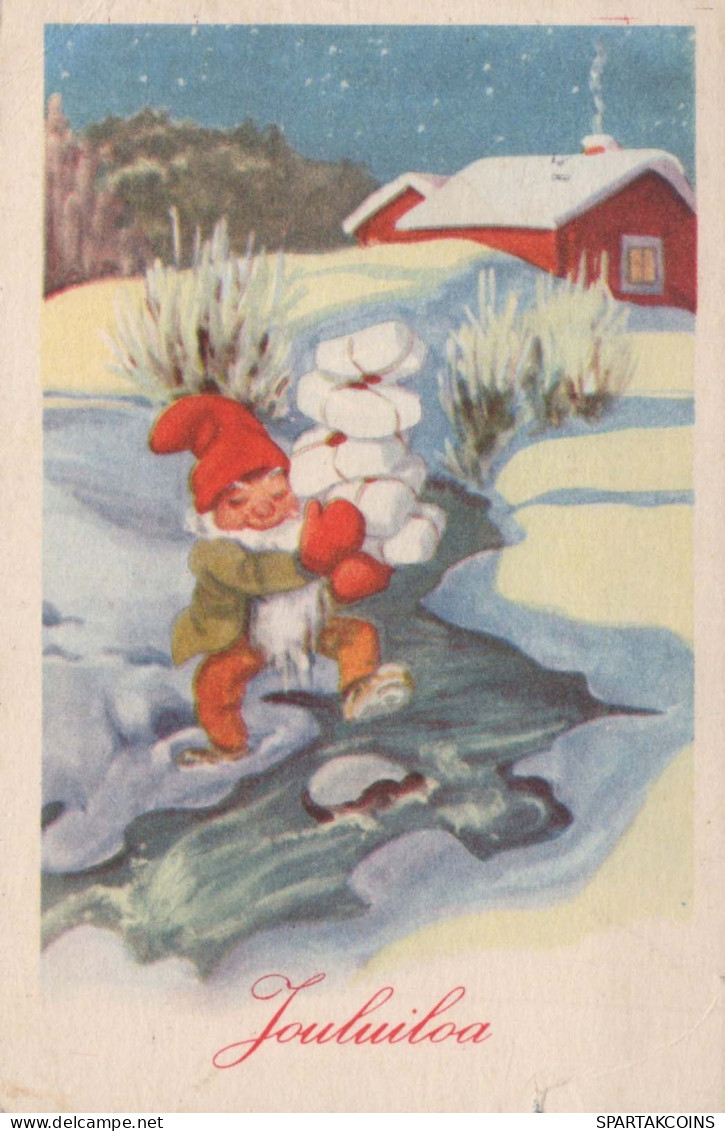 WEIHNACHTSMANN SANTA CLAUS Neujahr Weihnachten GNOME Vintage Ansichtskarte Postkarte CPSMPF #PKD479.A - Kerstman