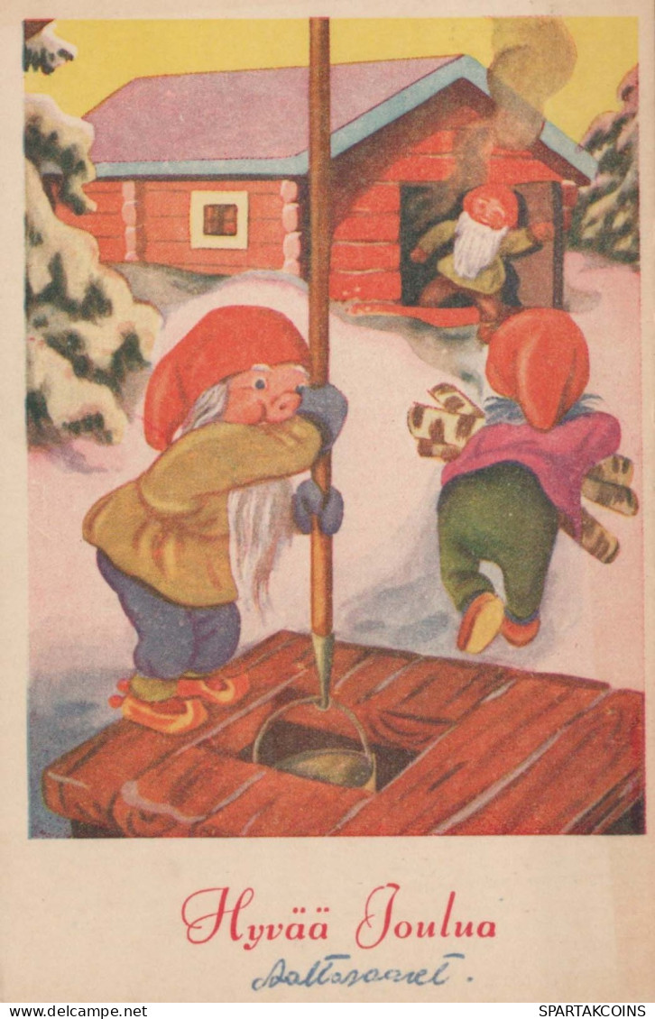 PÈRE NOËL Bonne Année Noël GNOME Vintage Carte Postale CPSMPF #PKD238.A - Santa Claus