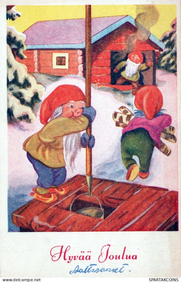 PÈRE NOËL Bonne Année Noël GNOME Vintage Carte Postale CPSMPF #PKD238.A - Kerstman