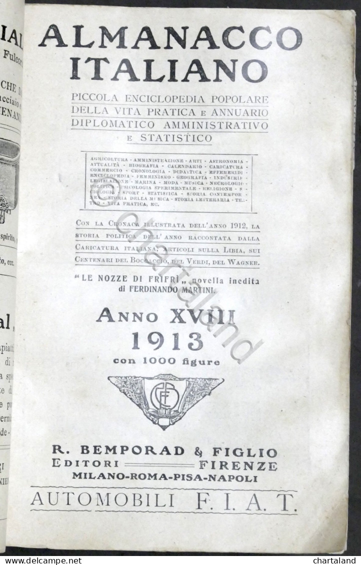 Almanacco Italiano 1913 - Piccola Encclopedia Popolare Della Vita Pratica - Sonstige & Ohne Zuordnung