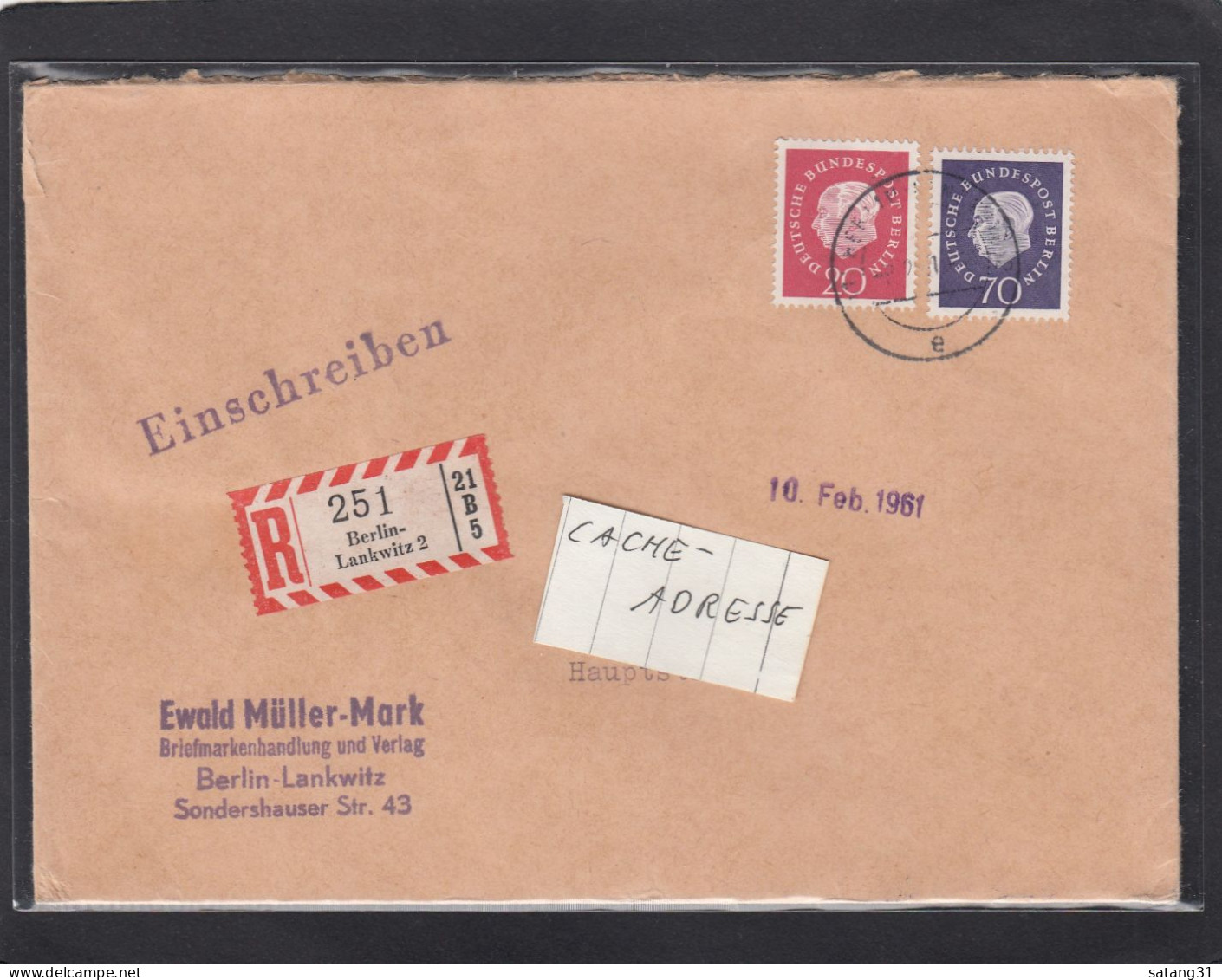 EWALD MÜLLER MARK, BRIEFMARKENHANDLUNG UND VERLAG, BERLIN-LANKW. EINGESCHRIEBENER BRIEF NACH IDAR - OBERSTEIN,1961. - Briefe U. Dokumente