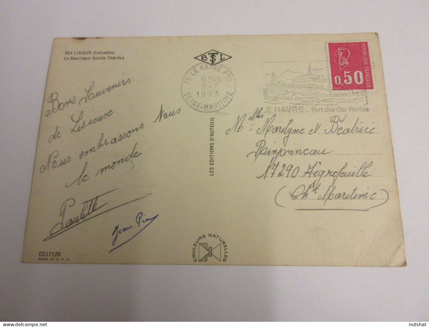 CP CARTE POSTALE CALVADOS LISIEUX BASILIQUE Ste THERESE - Ecrite En 1973 - Lisieux