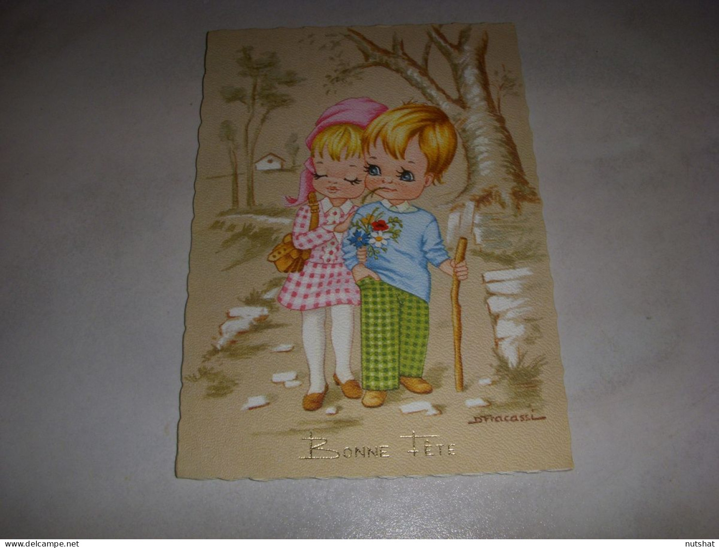 CP CARTE POSTALE BONNE FETE TYPE POULBOT 2 ENFANTS Se PROMENENT - Vierge - Other & Unclassified