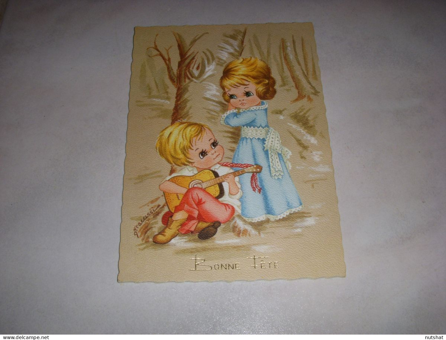 CP CARTE POSTALE BONNE FETE TYPE POULBOT 2 ENFANTS Et Une GUITARE - Vierge - Other & Unclassified