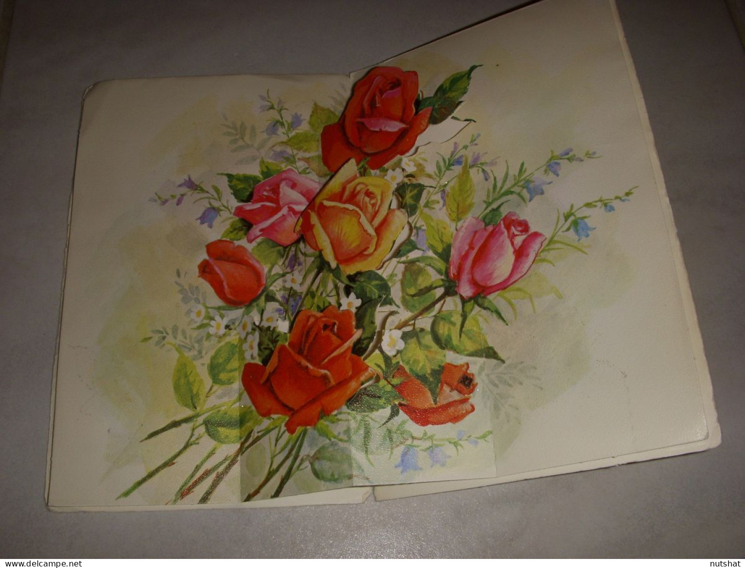 CP CARTE POSTALE BONNE FETE ROSES En DECOUPAGES - Double Carte - Vierge          - Sonstige & Ohne Zuordnung