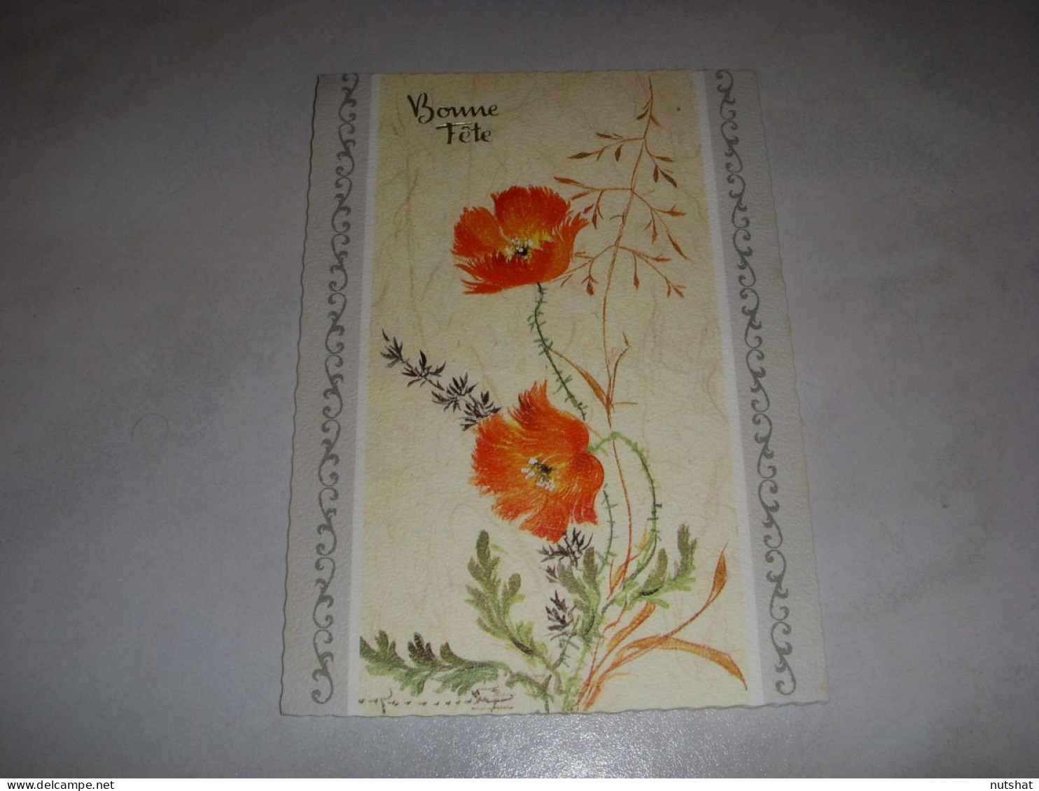 CP CARTE POSTALE BONNE FETE FRISE De FLEURS ORANGES GAUCHE - Vierge - Sonstige & Ohne Zuordnung