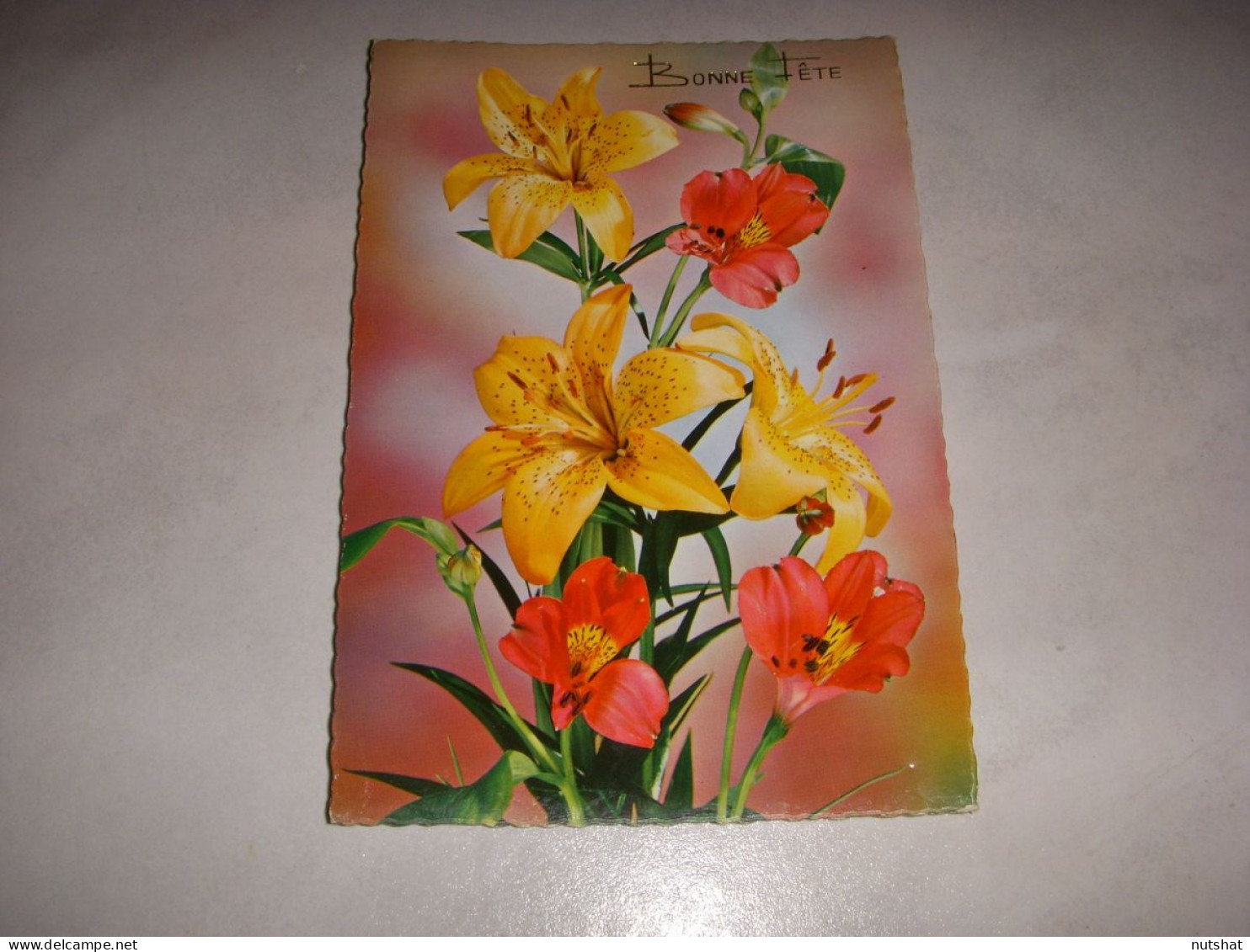 CP CARTE POSTALE BONNE FETE BOUQUET De FLEURS 3 ROUGES Et 3 JAUNES - Vierge - Other & Unclassified