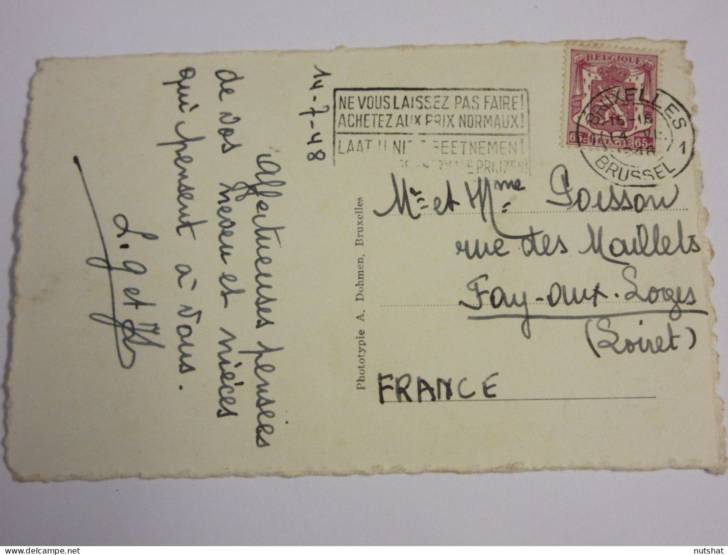 CP CARTE POSTALE BELGIQUE BRUXELLES La BOURSE - Ecrite En 1948 - Bauwerke, Gebäude