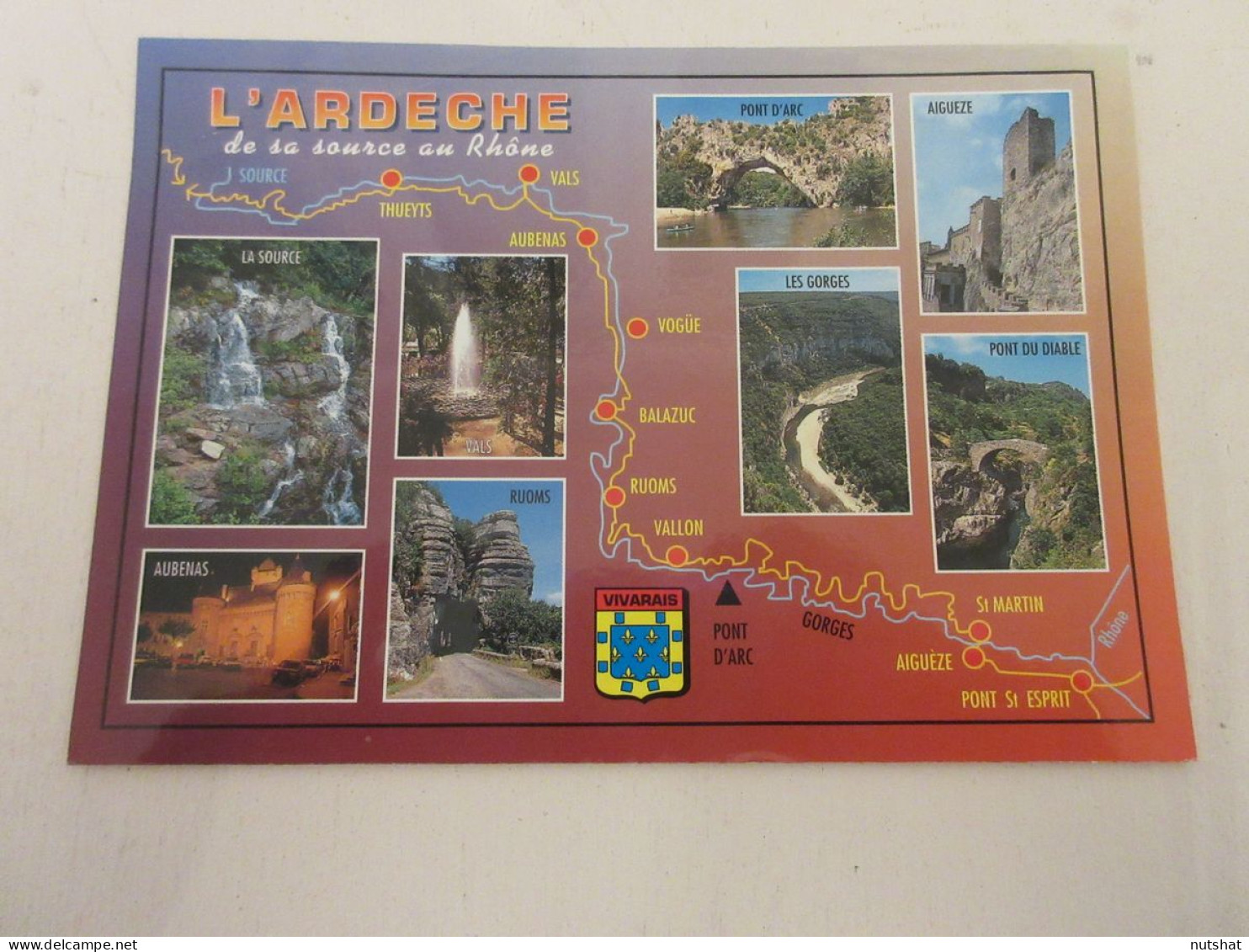 CP CARTE POSTALE ARDECHE PONT Du DIABLE AUBENAS PONT D'ARC AIGUEZE RUOMS SOURCE - Autres & Non Classés