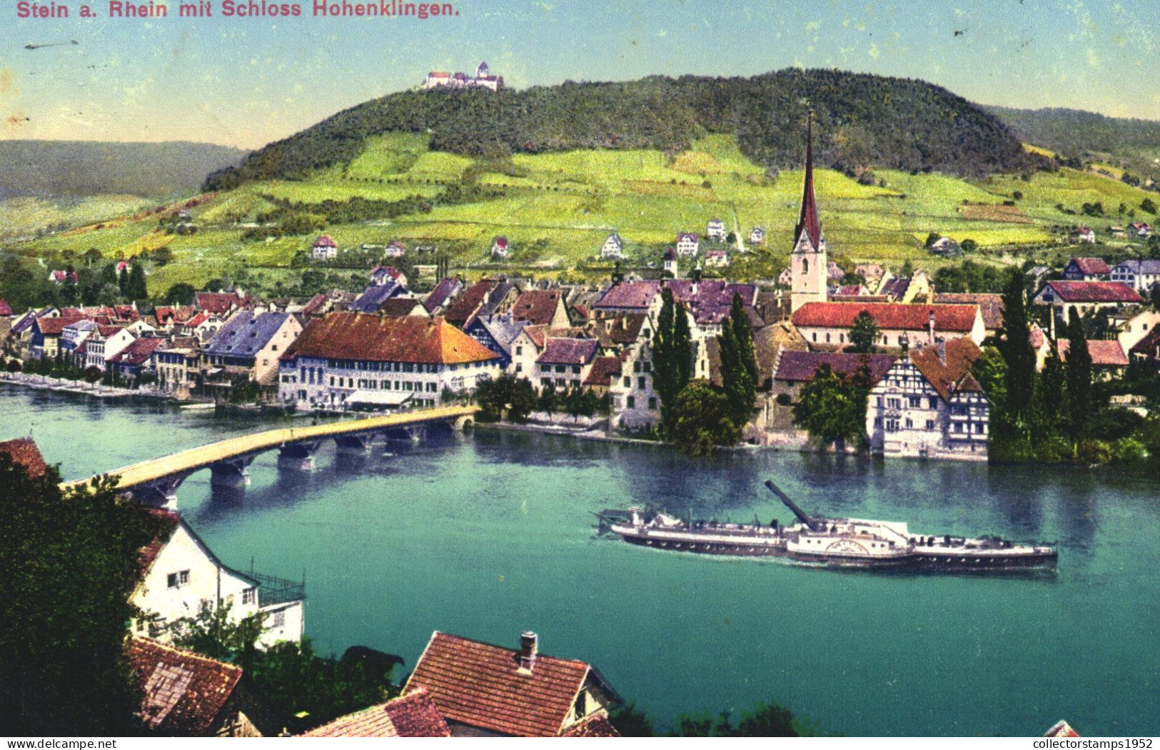 STEIN AM RHEIN, SCHAFFHAUSEN, ARCHITECTURE, CHURCH, BRIDGE, SHIP, SWITZERLAND, POSTCARD - Stein Am Rhein