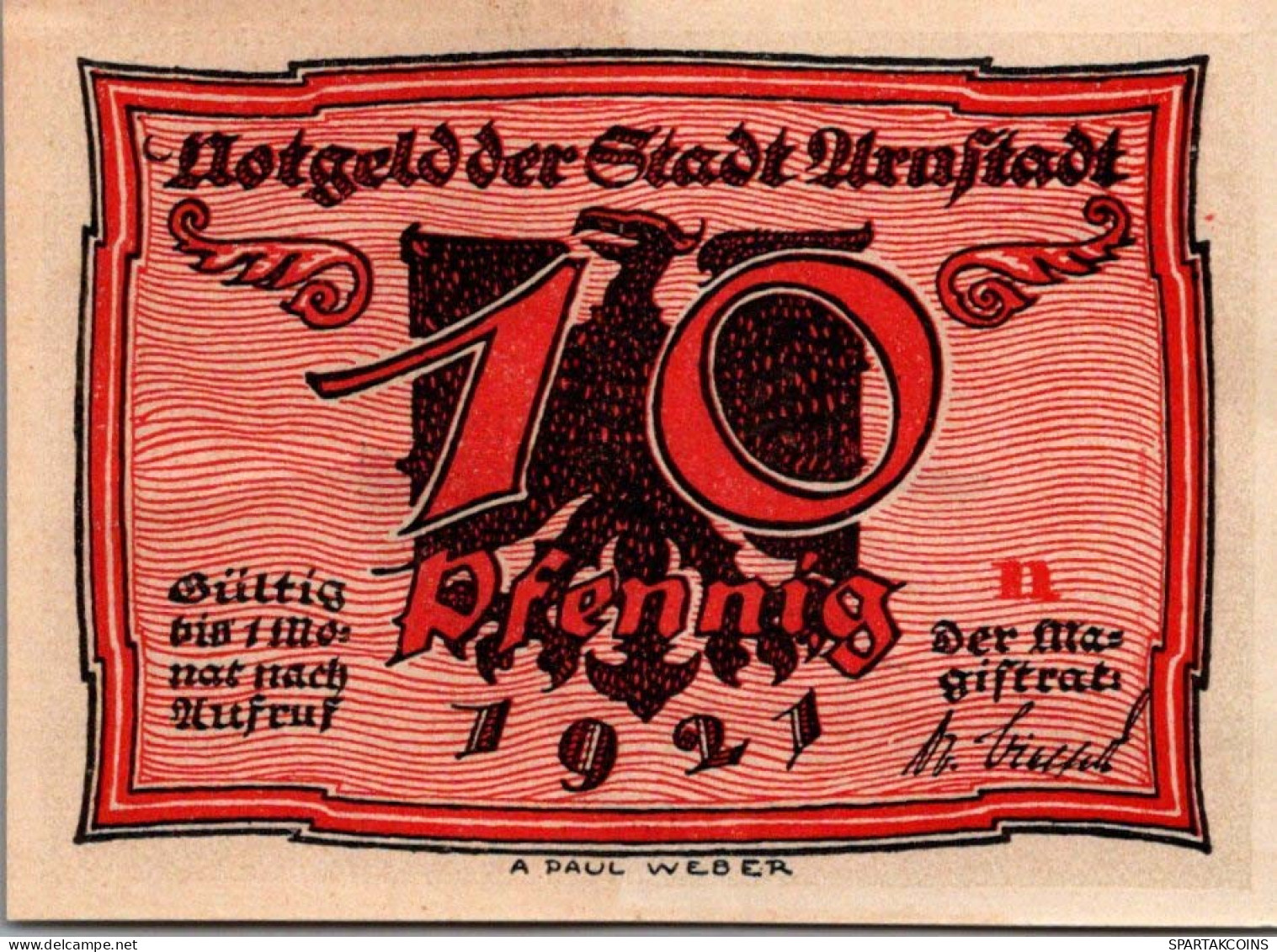 10 PFENNIG 1921 Stadt ARNSTADT Thuringia DEUTSCHLAND Notgeld Banknote #PF390 - [11] Emissions Locales