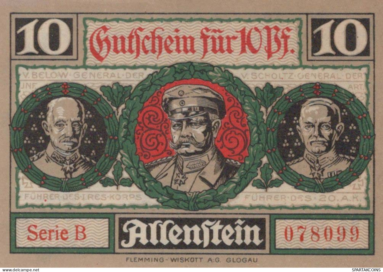 10 PFENNIG 1921 Stadt ALLENSTEIN East PRUSSLAND UNC DEUTSCHLAND Notgeld #PH134 - [11] Local Banknote Issues