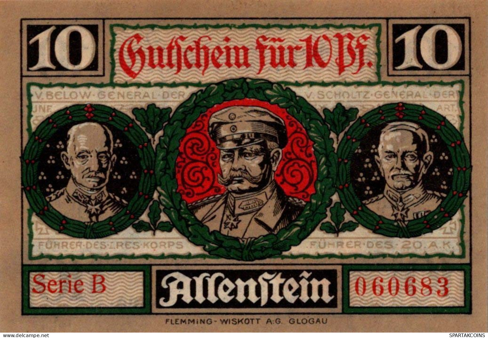 10 PFENNIG 1921 Stadt ALLENSTEIN East PRUSSLAND DEUTSCHLAND Notgeld #PF842 - [11] Local Banknote Issues
