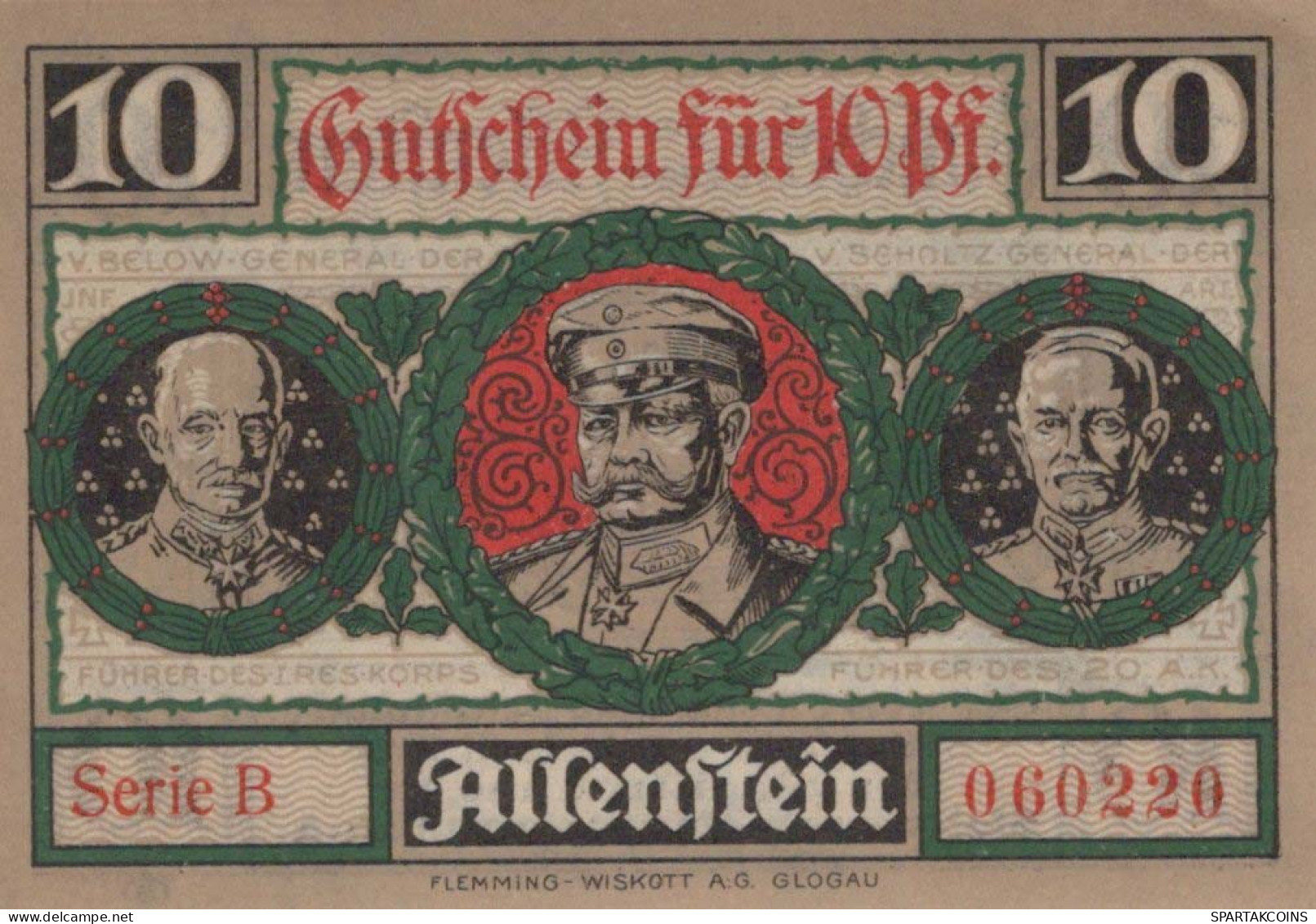 10 PFENNIG 1921 Stadt ALLENSTEIN East PRUSSLAND DEUTSCHLAND Notgeld #PF662 - [11] Local Banknote Issues