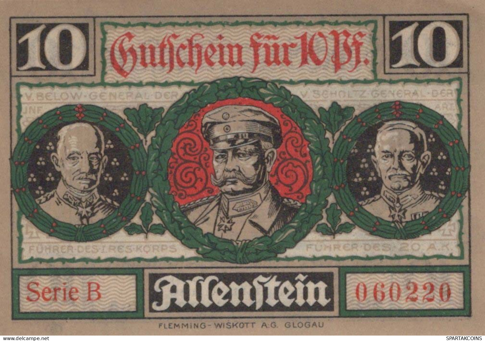 10 PFENNIG 1921 Stadt ALLENSTEIN East PRUSSLAND DEUTSCHLAND Notgeld #PF662 - [11] Emissions Locales