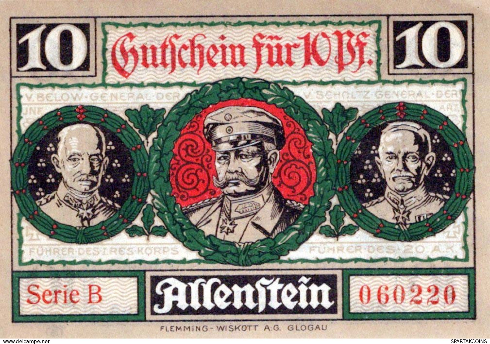 10 PFENNIG 1921 Stadt ALLENSTEIN East PRUSSLAND DEUTSCHLAND Notgeld #PF662 - [11] Local Banknote Issues