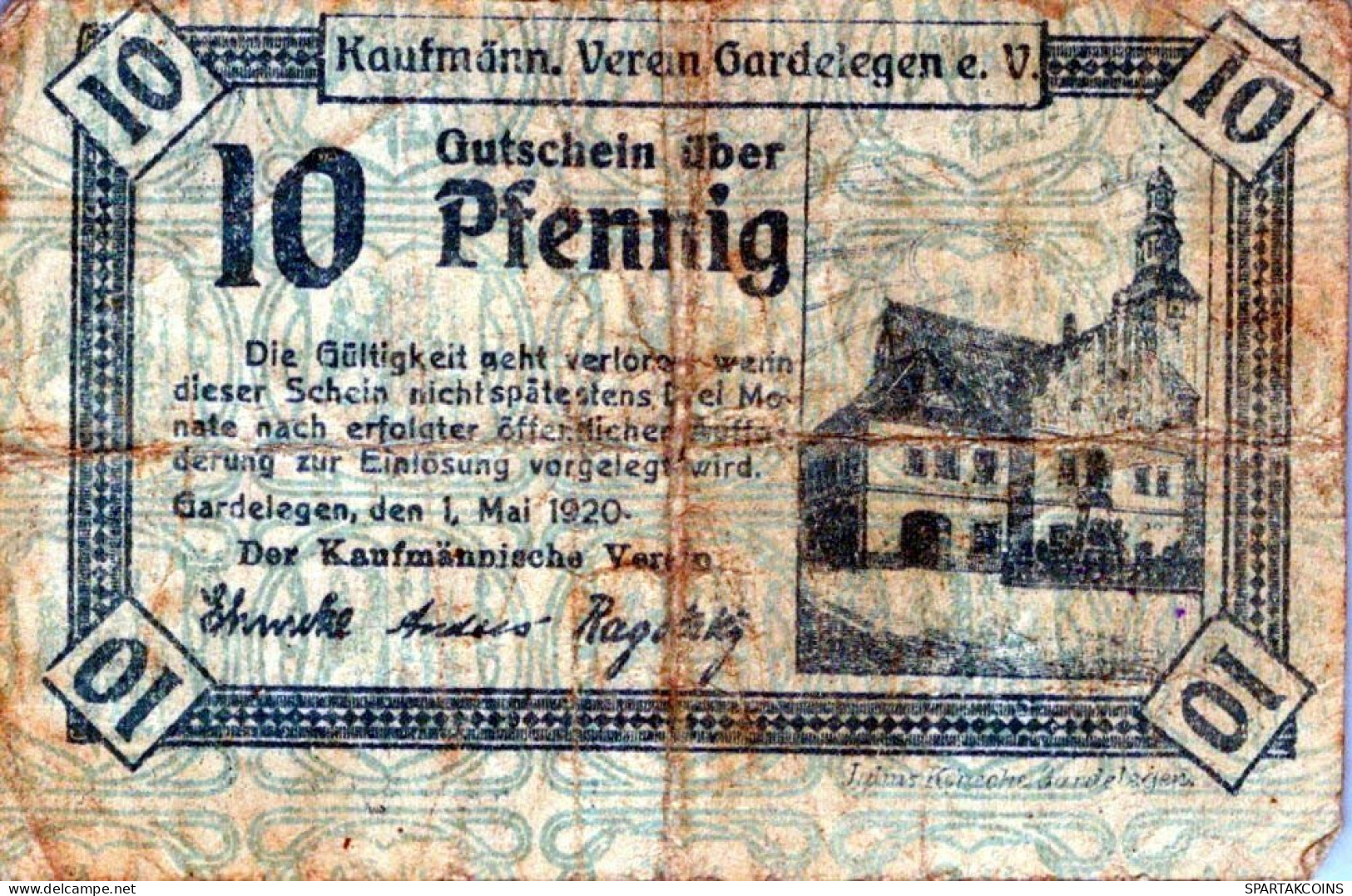 10 PFENNIG 1920 Stadt GARDELEGEN Saxony DEUTSCHLAND Notgeld Banknote #PG424 - [11] Emissions Locales