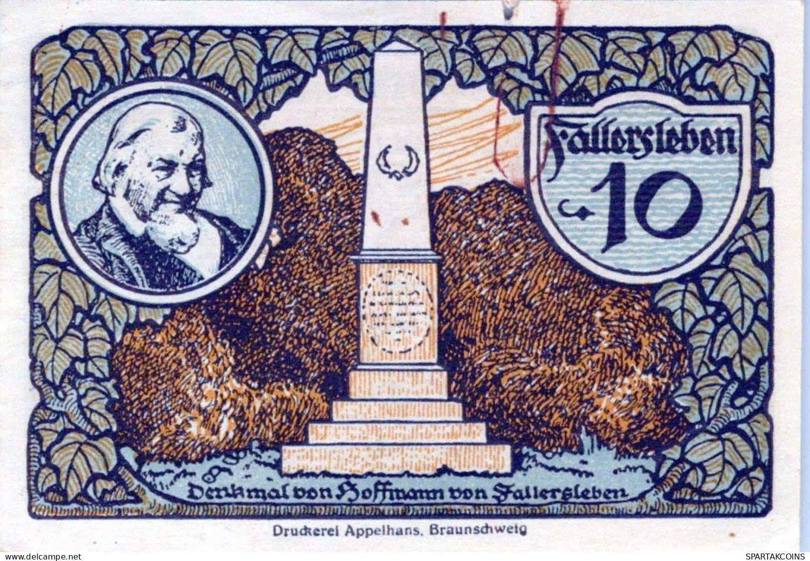 10 PFENNIG 1920 Stadt FALLERSLEBEN Hanover UNC DEUTSCHLAND Notgeld #PC322 - [11] Local Banknote Issues