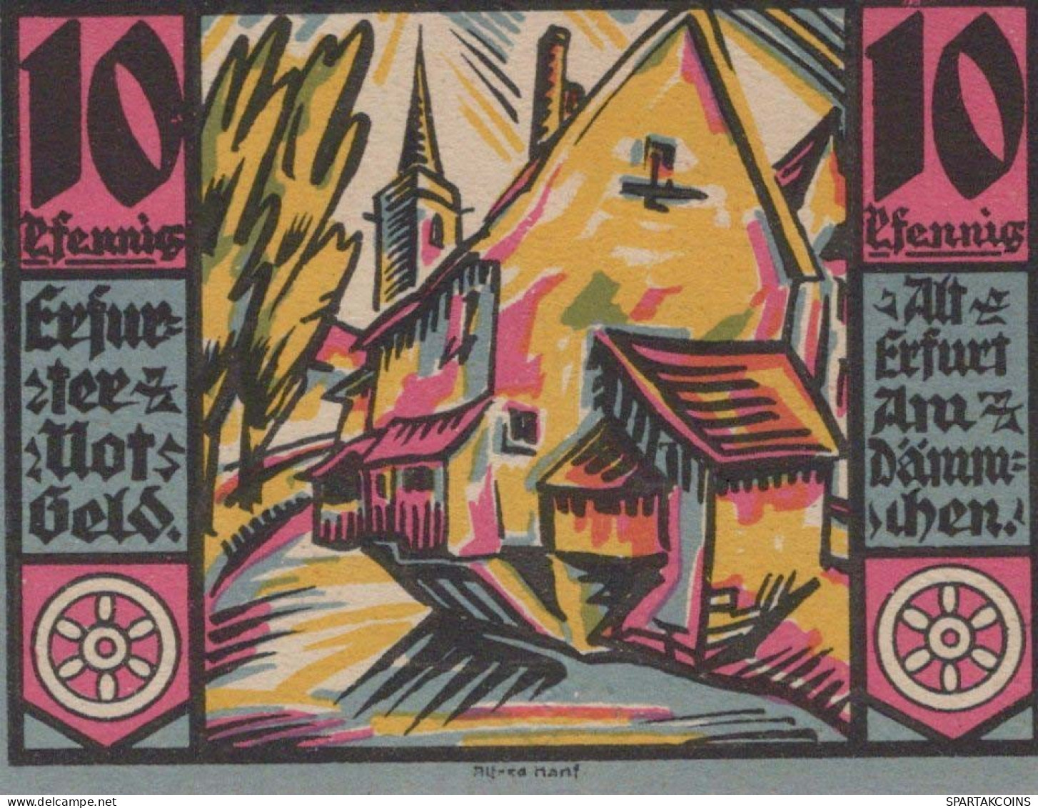 10 PFENNIG 1920 Stadt ERFURT Saxony UNC DEUTSCHLAND Notgeld Banknote #PB292 - [11] Local Banknote Issues
