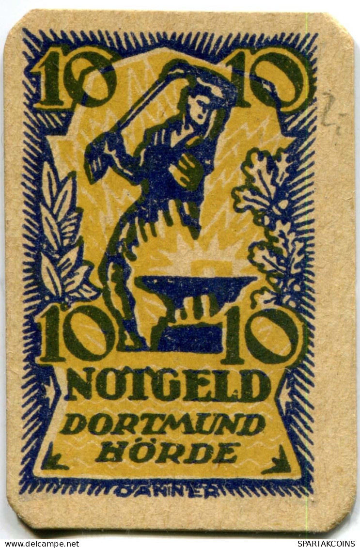 10 PFENNIG 1920 Stadt DORTMUND AND HoRDE Westphalia DEUTSCHLAND Notgeld Papiergeld Banknote #PL530 - [11] Emissions Locales