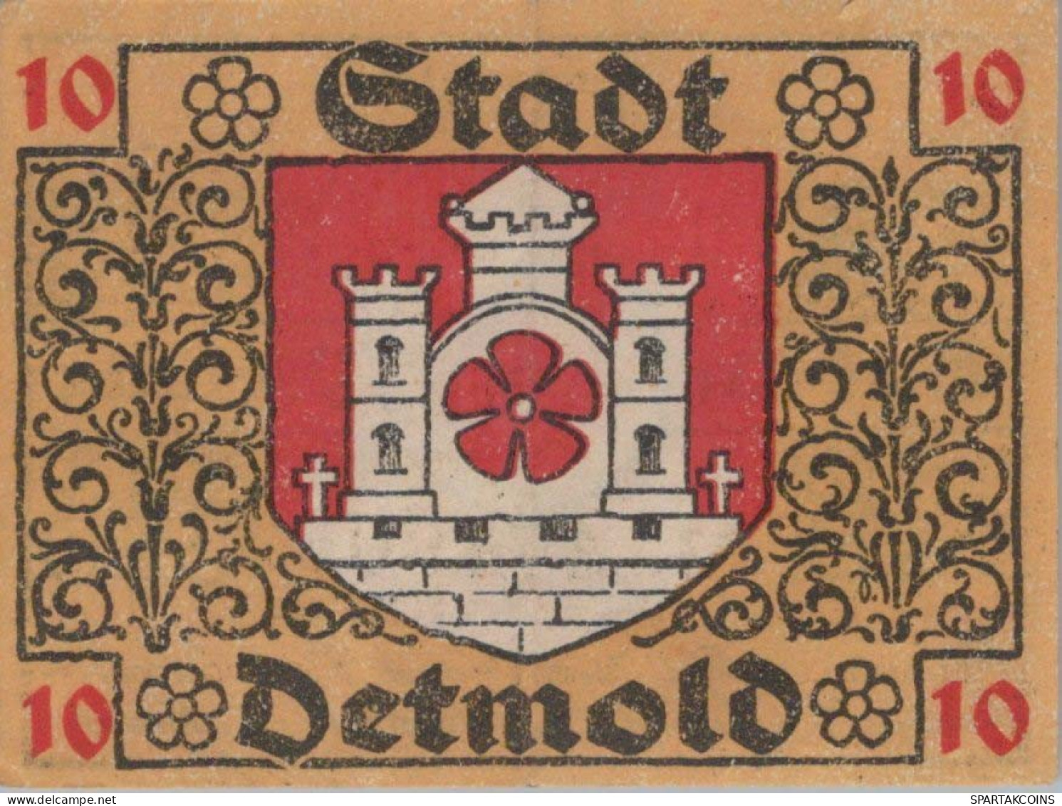 10 PFENNIG 1920 Stadt DETMOLD Lippe UNC DEUTSCHLAND Notgeld Banknote #PA435 - [11] Local Banknote Issues
