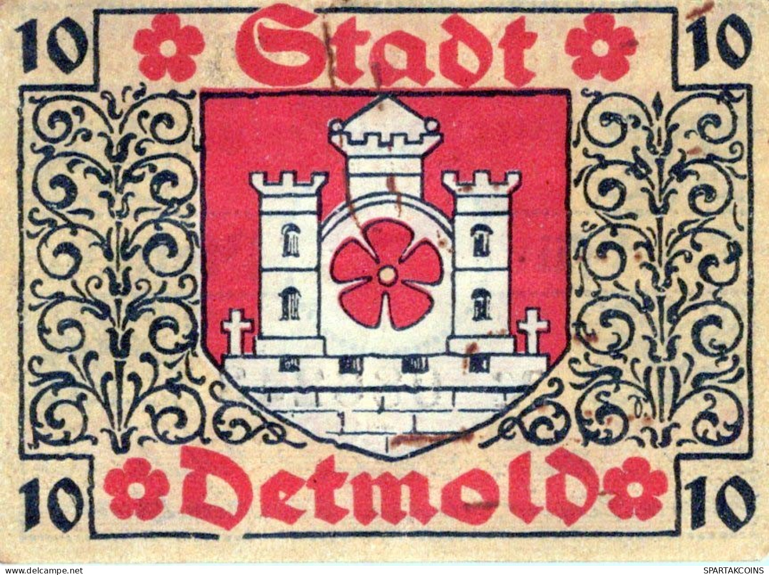 10 PFENNIG 1920 Stadt DETMOLD Lippe UNC DEUTSCHLAND Notgeld Banknote #PA434 - [11] Emissions Locales