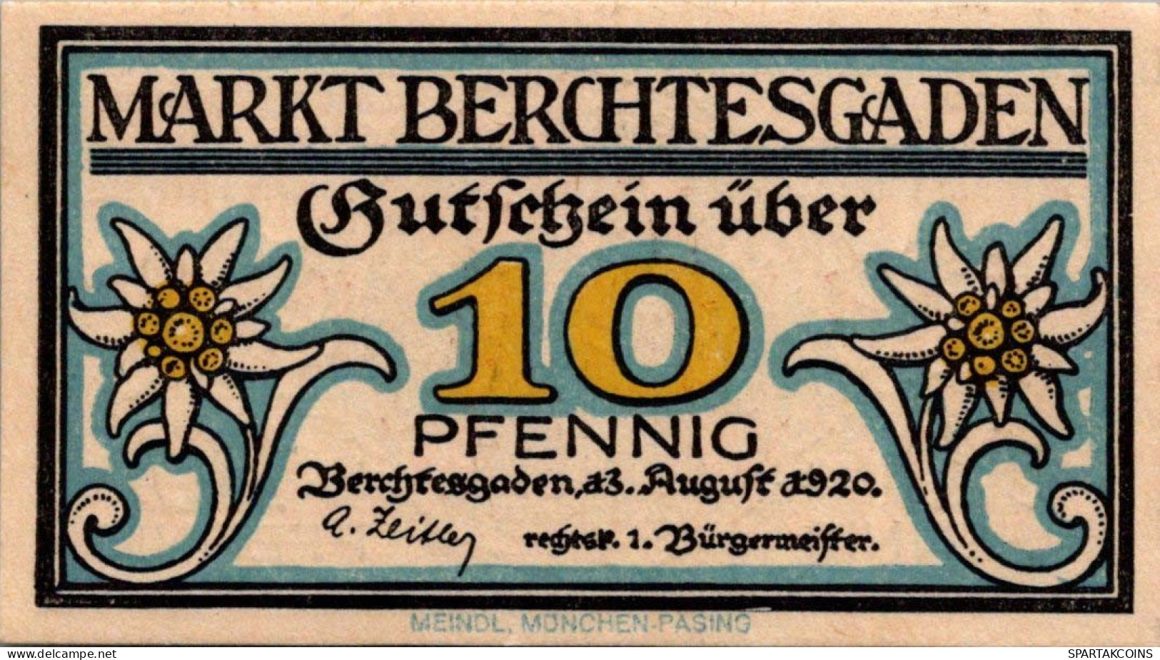 10 PFENNIG 1920 Stadt BERCHTESGADEN Bavaria UNC DEUTSCHLAND Notgeld #PH651 - [11] Emissions Locales