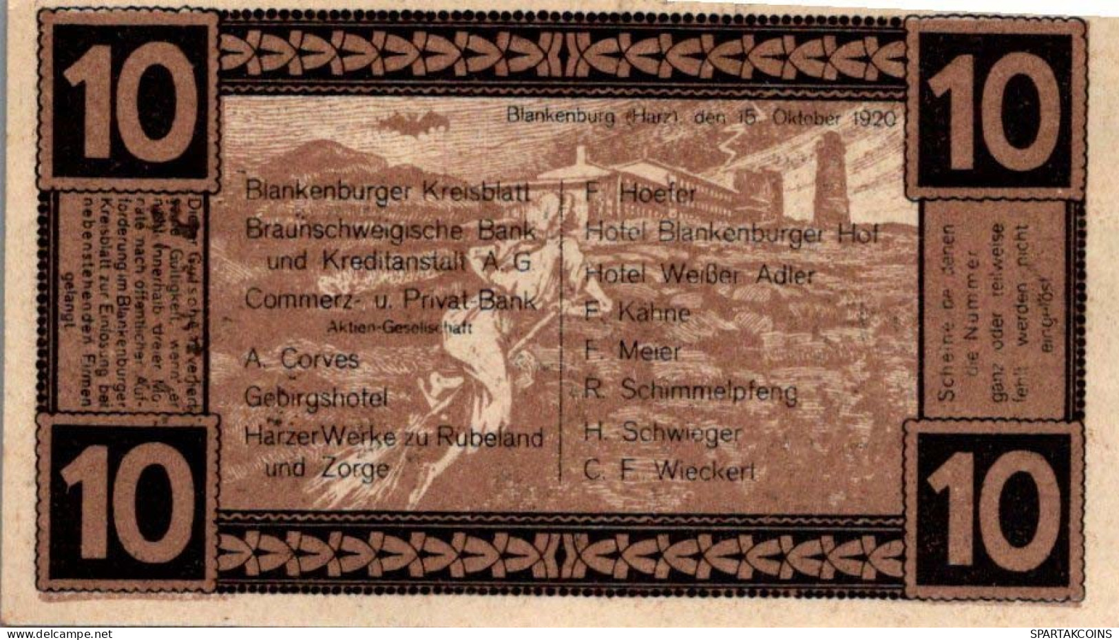 10 PFENNIG 1920 Stadt BAD BLANKENBURG Thuringia UNC DEUTSCHLAND Notgeld #PA240 - [11] Emissions Locales