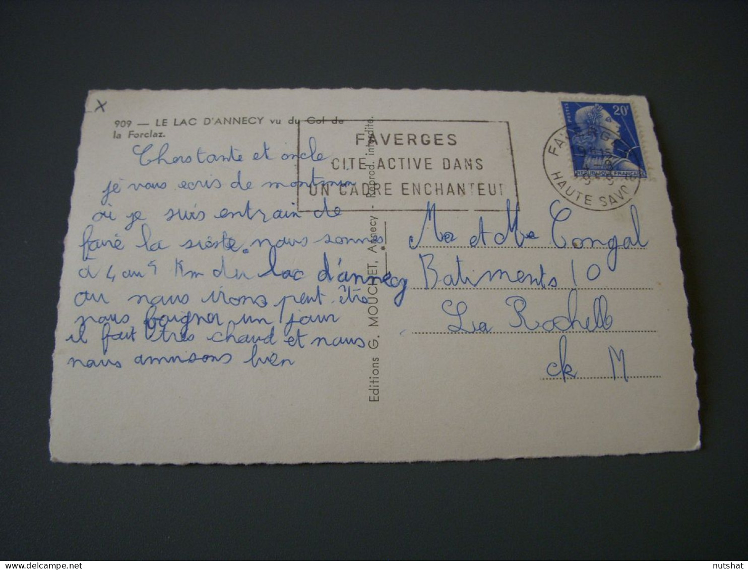 CP CARTE POSTALE HAUTE SAVOIE ANNECY Le LAC Vu De La FORCLAZ - Ecrite En 1959 - Annecy