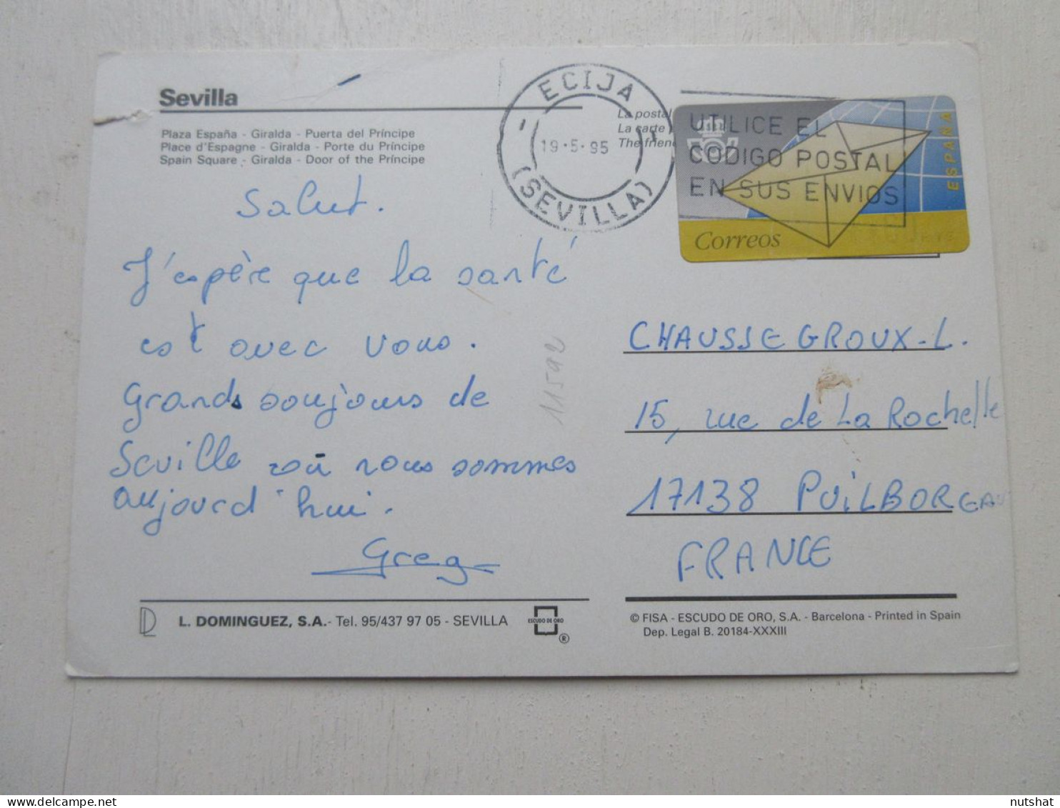 CP CARTE POSTALE ESPAGNE ANDALOUSIE SEVILLE PLACE ESPAGNE GIRALDA PORTE PRINCIPE - Sevilla (Siviglia)