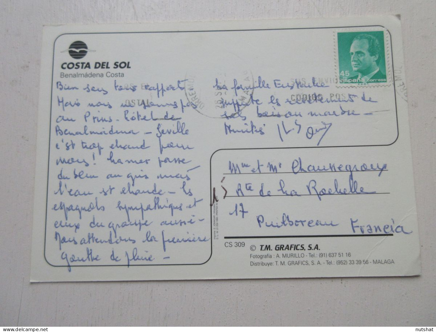 CP CARTE POSTALE ESPAGNE ANDALOUSIE COSTA Del SOL BENALMADENA - Ecrite           - Other & Unclassified