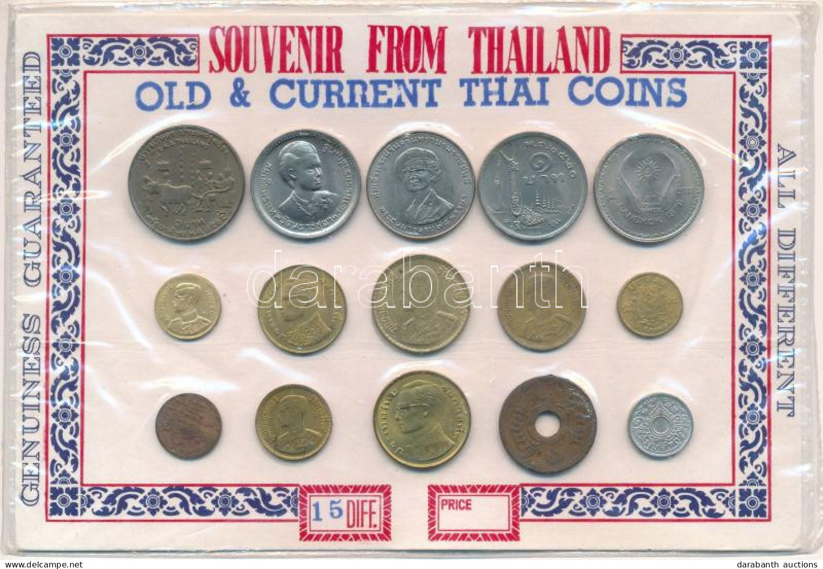Thaiföld ~1950-1980. 15xklf Szuvenír érmeösszeállítás Karton Dísztokban T:vegyes Thailand ~1950-1980. 15xdiff Souvenir C - Unclassified