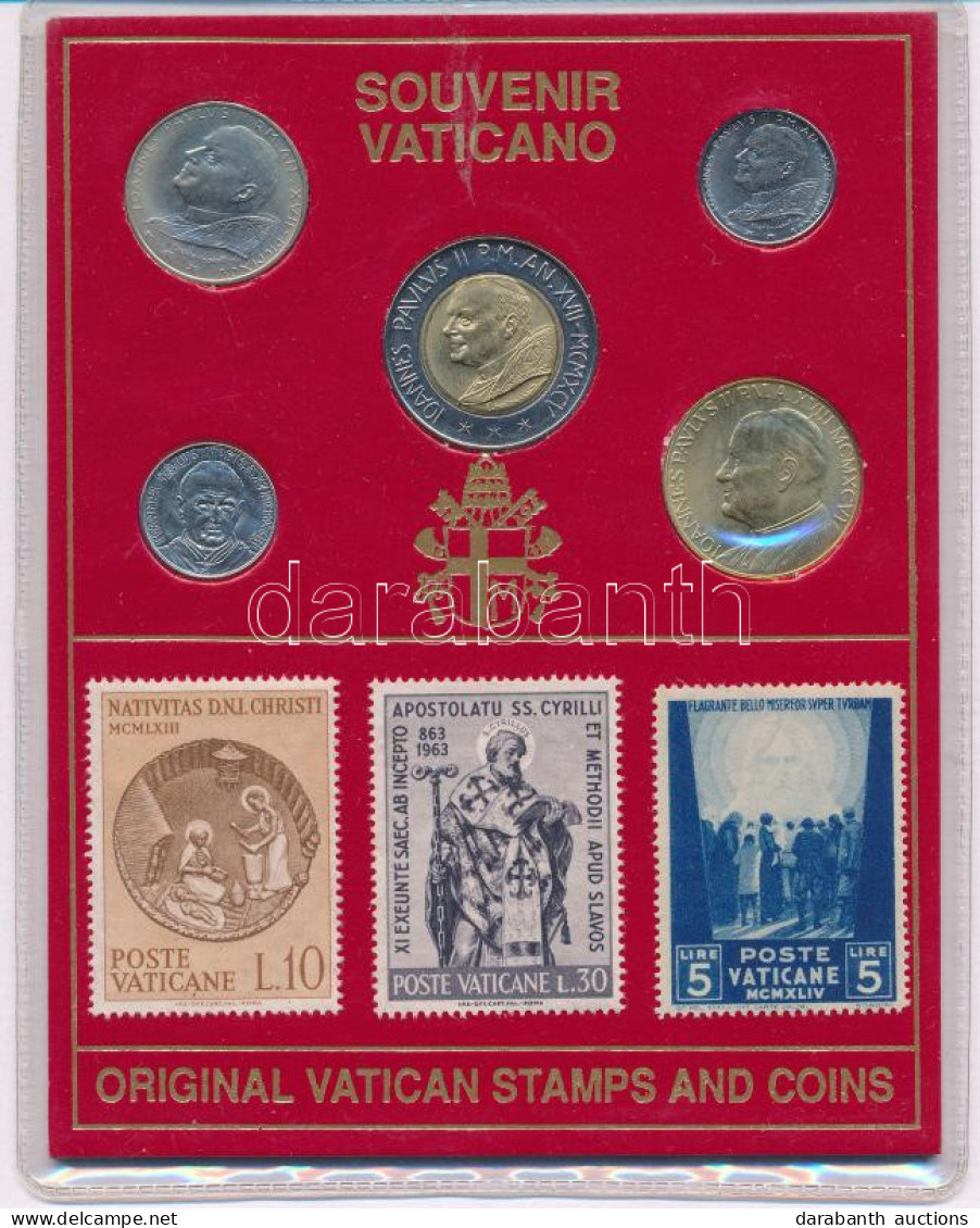 Vatikán 1993-1996. 50L-500L (5xklf) Szuvenír Forgalmi összeállítás Bélyegekkel T:AU Patina Vatican 1993-1996. 50 Lire -  - Non Classés