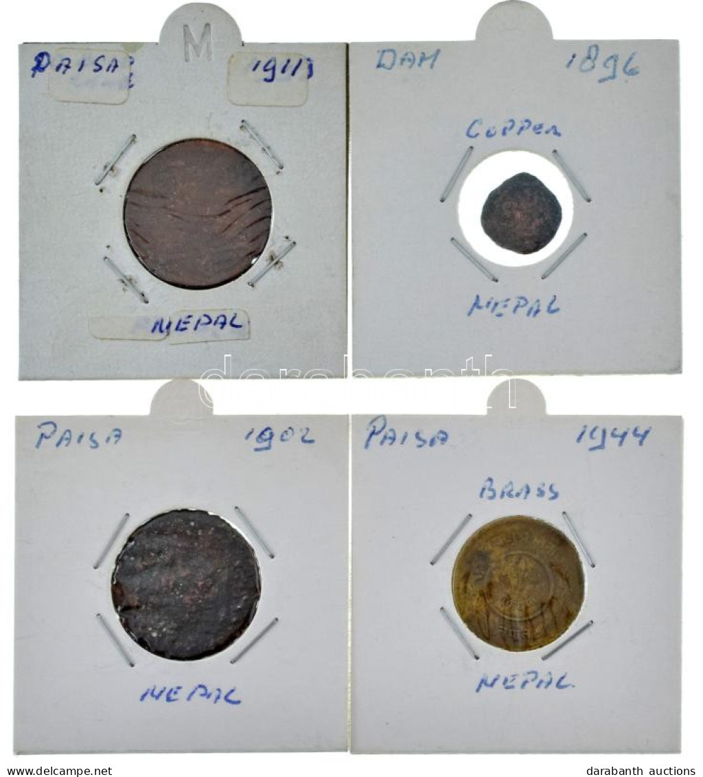 4db Gyenge Tartású Nepáli Rézpénz Tétel, Nagyrészt A XX. Század Első Feléből T:F 4pcs Of Nepalese Copper Coin Lot In Poo - Zonder Classificatie