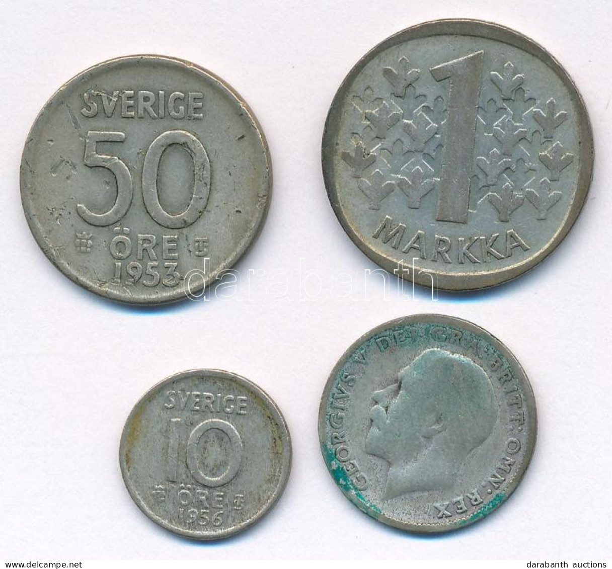 4db Klf Külföldi Fémpénz, Közte Finnország 1966S 1M Ag (4x) T:XF-F 4pcs Of Diff Ag Coins, With Finland 1966S 1 Markka Ag - Zonder Classificatie