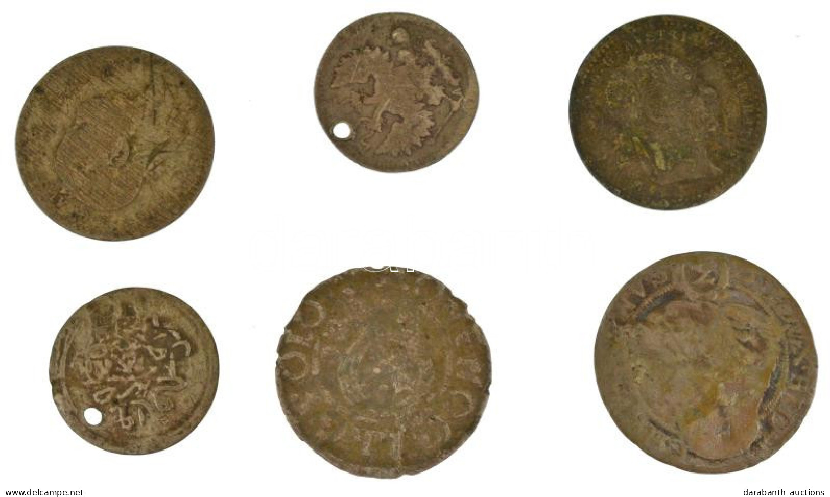 Vegyes: 6db-os Gyenge állapotú Ag érmetétel T:F,VG Patina Mixed: 6pcs Ag Coin Lot In Weak Condition C:F,VG Patina - Zonder Classificatie