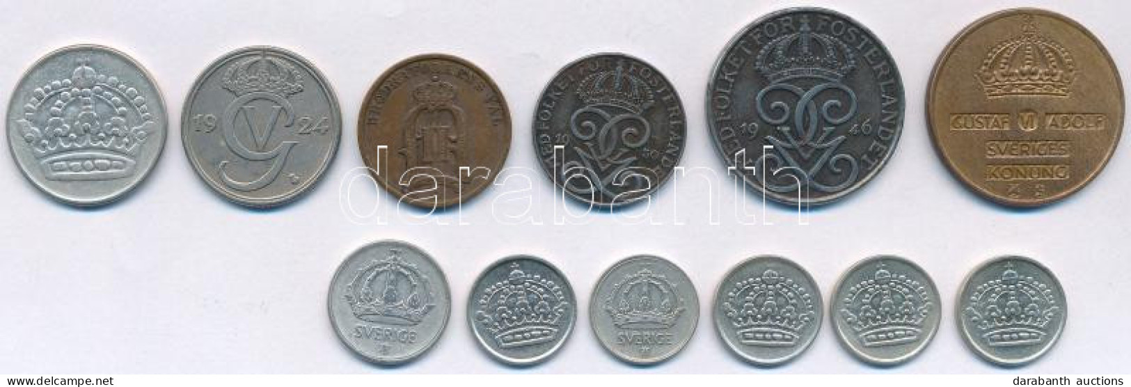 12db-os Vegyes Svéd érmetétel, Közte Több Ag érmével, Valamint 1894. 2ö Bronz T:AU,XF 12pcs Of Mixed Sweden Coin Lot Wit - Ohne Zuordnung
