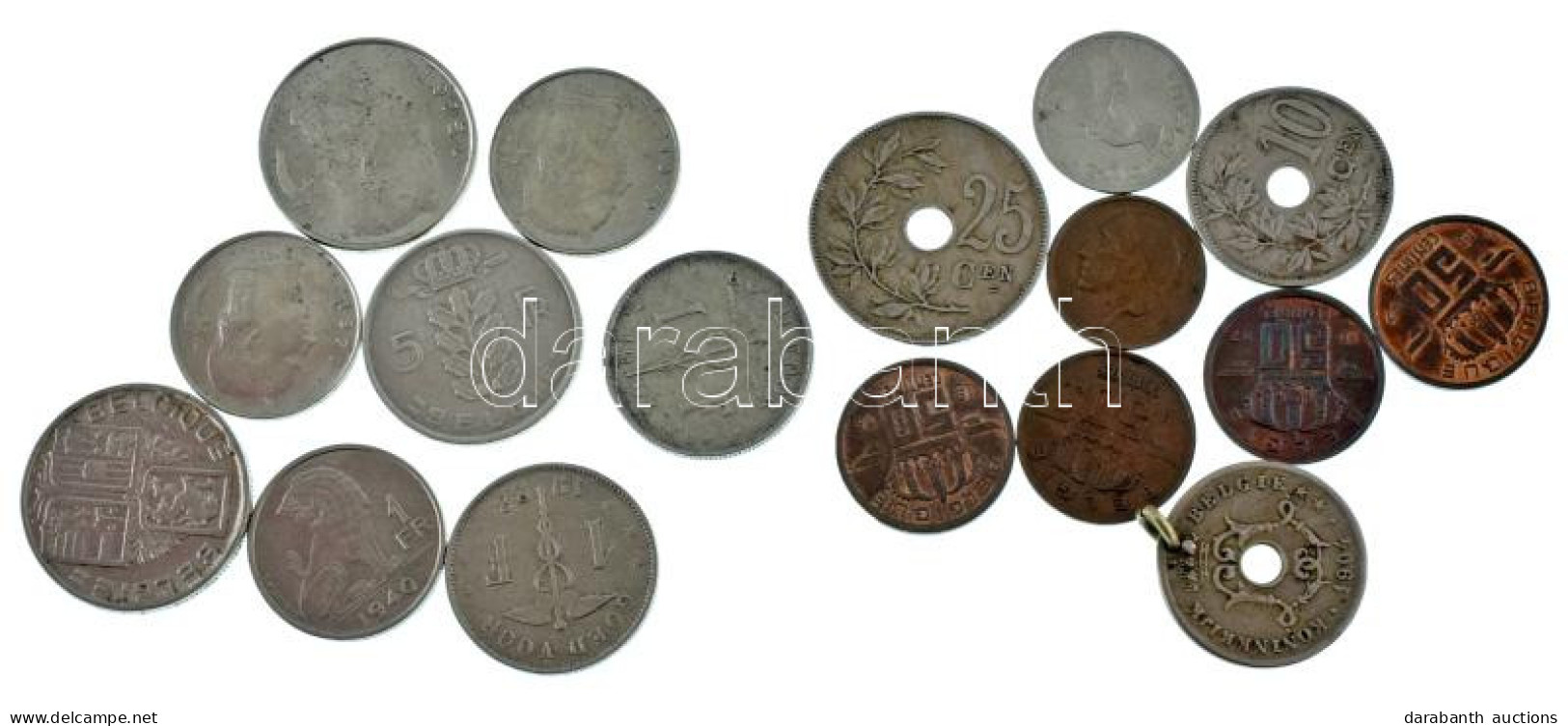 17db-os Vegyes Belga érmetétel T:vegyes 17pcs Of Mixed Belgian Coin Lot C:mixed - Zonder Classificatie