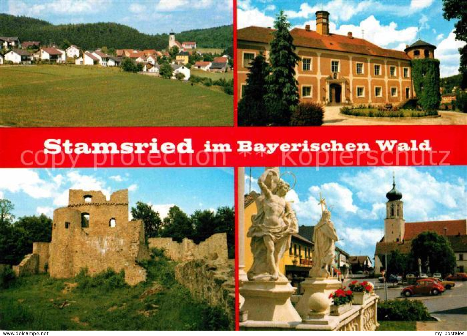 72720527 Stamsried Panorama Kirche Ruine Kuernburg Mariensaeule Barockschloss  S - Other & Unclassified