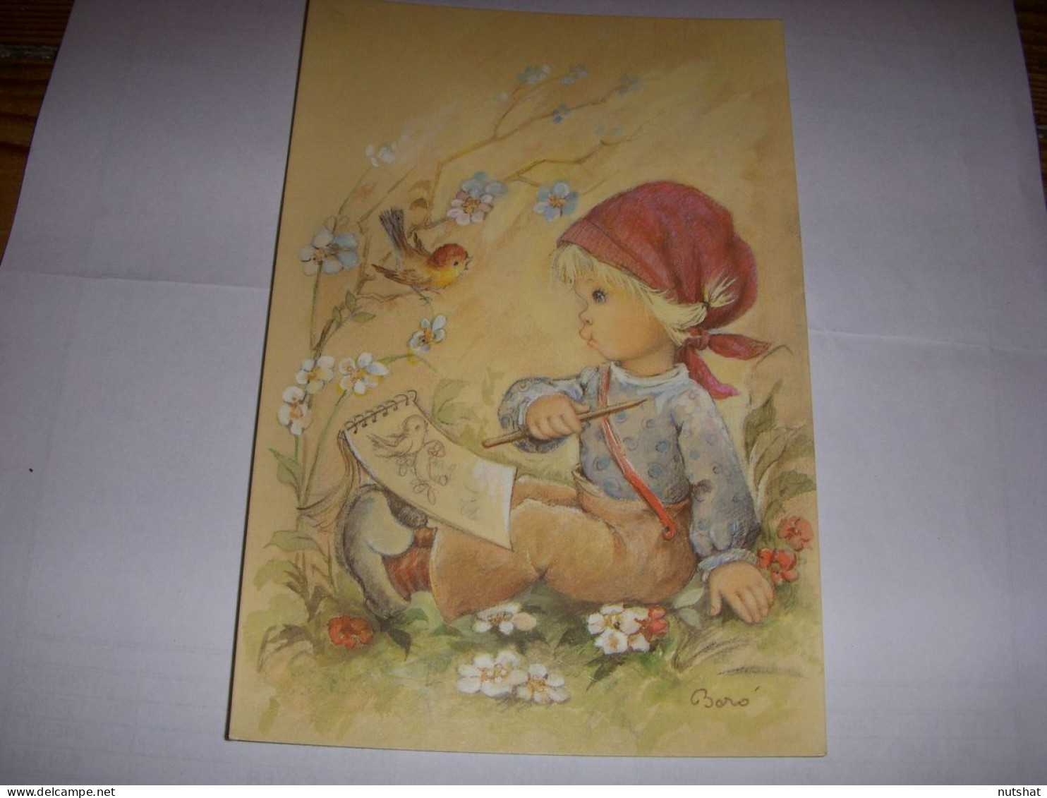 CP CARTE POSTALE DESSIN D'une PETITE FILLE DESSINANT Un OISEAU - ECRITE - Kindertekeningen