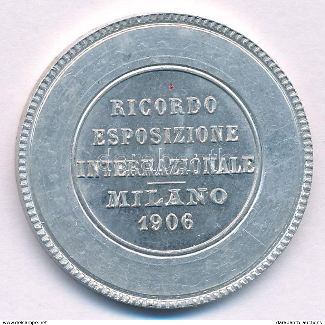 Olaszország 1906. "Ricordo Esposizione Internazionale - Milano / Nyitrai Aurél és Neje 1906" Al Zseton (32mm) T:AU - Ohne Zuordnung