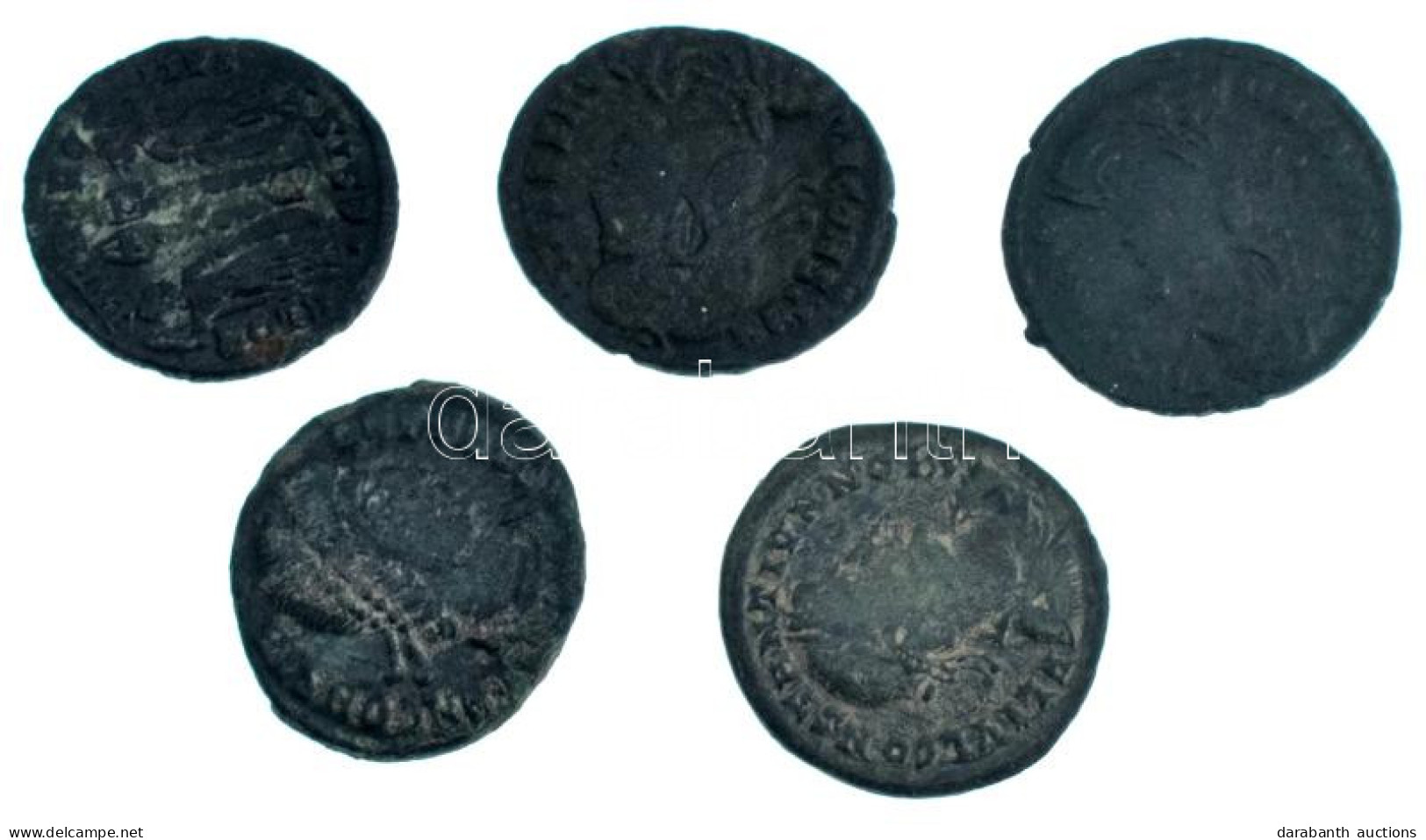 Római Birodalom 5db-os Kisbronz, Follis Tétel, Benne I. Constantinus, Constans és II. Constantius T:VF Roman Empire 5pcs - Non Classés