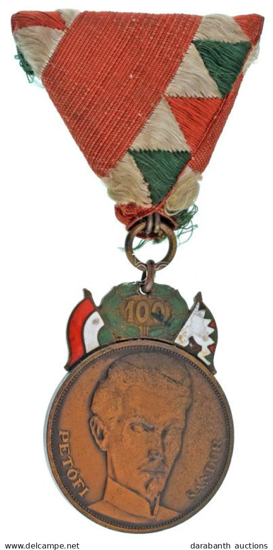 1948. "48-as Díszérem" Részben Zománcozott Bronz Kitüntetés Mellszalagon T:XF,VF Zománchiba Hungary 1948. "Medal Of Hono - Non Classés