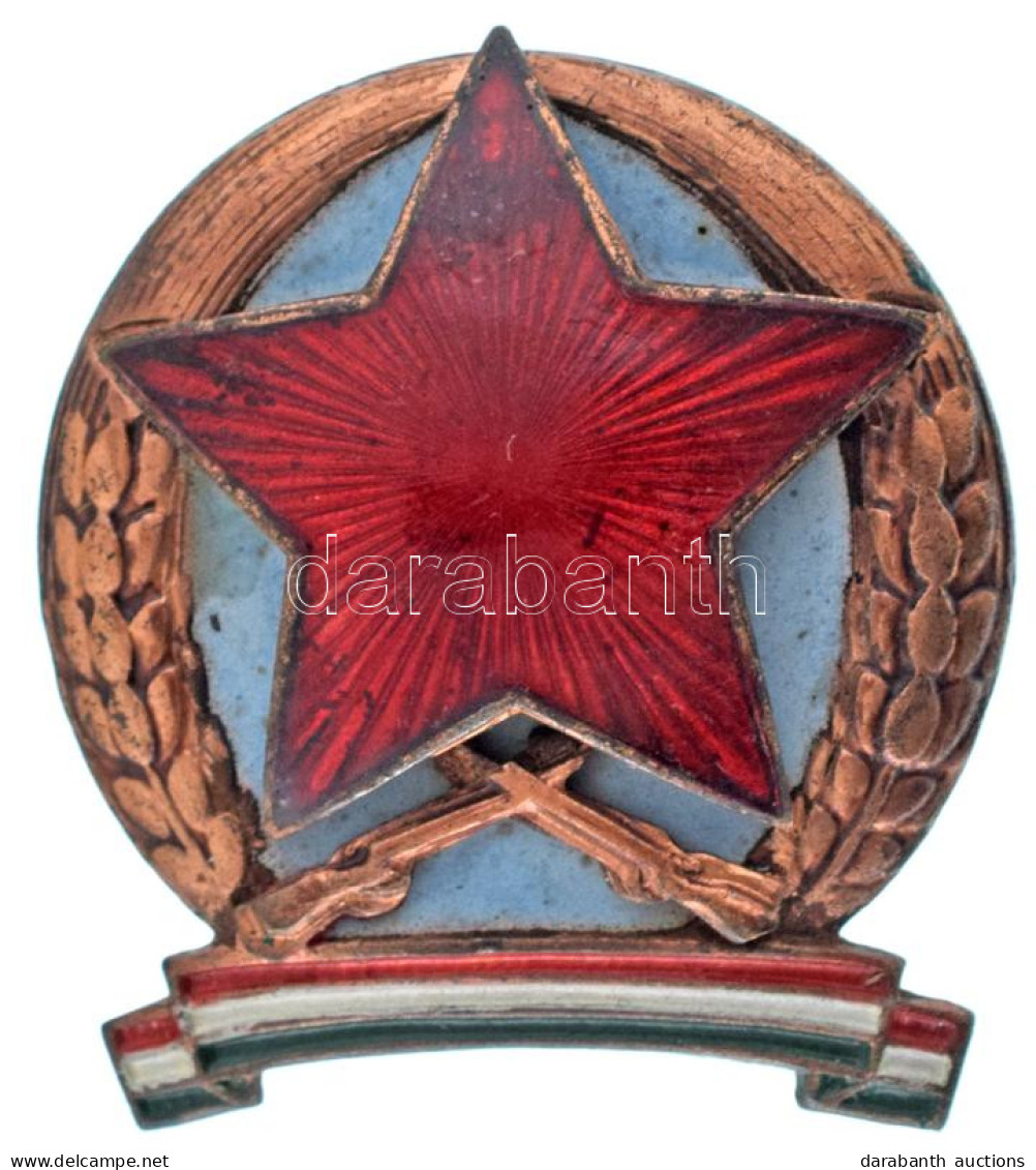 ~1950. Festett és Zománcozott Bronz Rendőrségi Sapkajelvény (38x43mm) T:XF - Zonder Classificatie