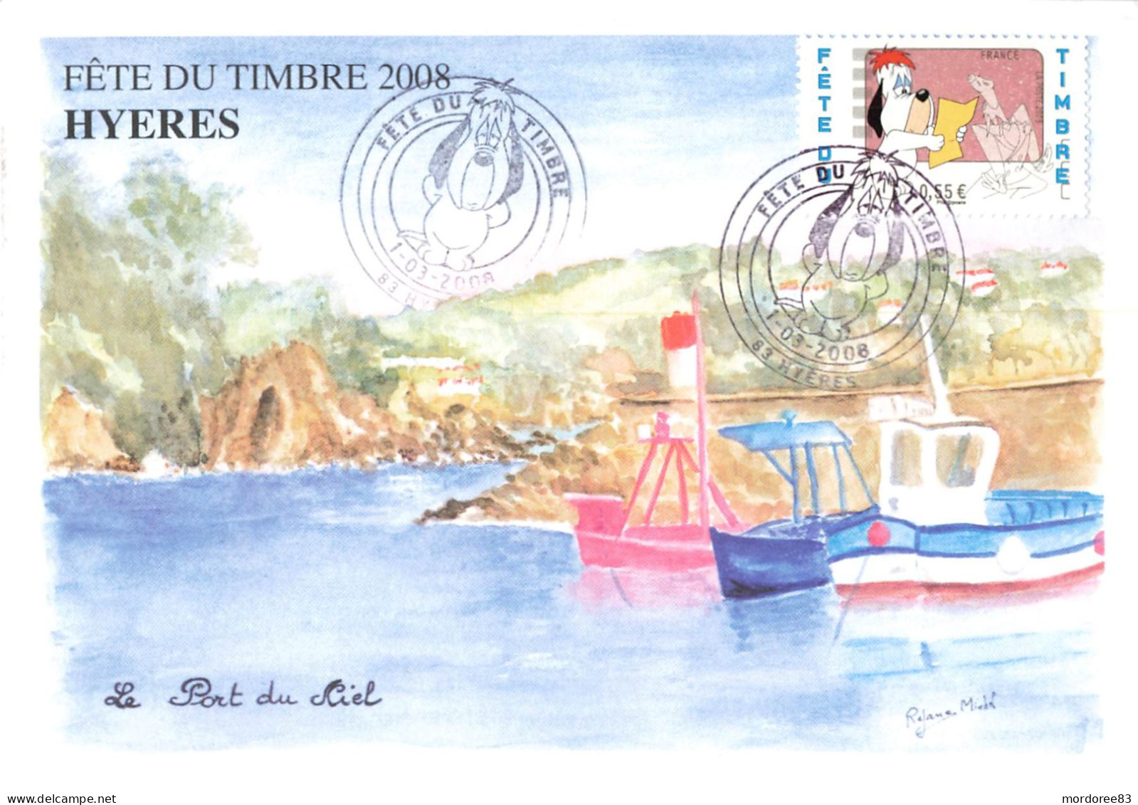 FETE DU TIMBRE HYERES 2008 / LE PORT DU NIEL - Commemorative Postmarks